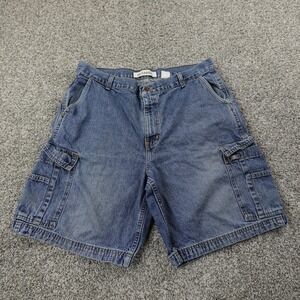 VTG Faded Glory Shorts Mens 38 Blue Denim Cargo Jorts Grunge Skate Dad 90s Y2K